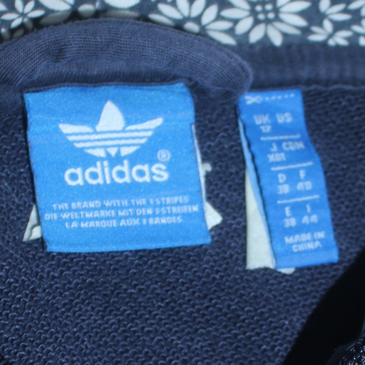 Adidas Women’s Navy Full Zip Hoodie Size 12 Cotton Lined Casual Sweatshirt