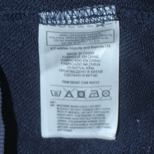 Adidas Women’s Navy Full Zip Hoodie Size 12 Cotton Lined Casual Sweatshirt