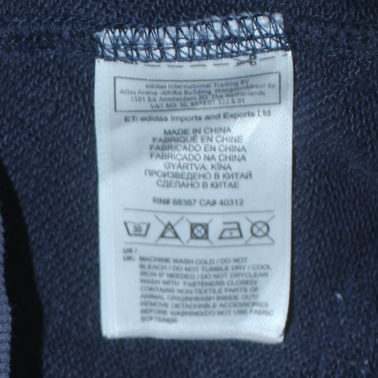 Adidas Women’s Navy Full Zip Hoodie Size 12 Cotton Lined Casual Sweatshirt