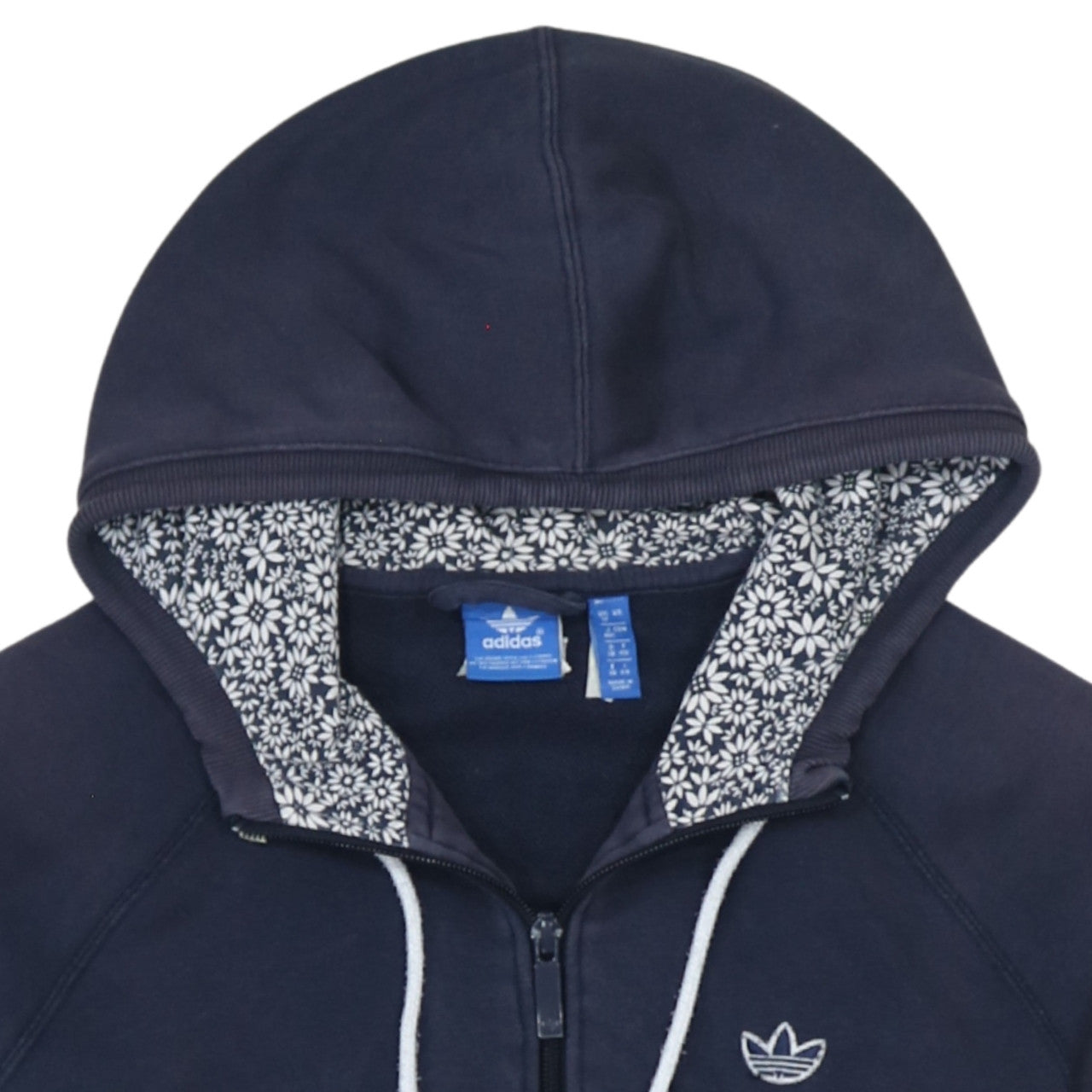 Adidas Women’s Navy Full Zip Hoodie Size 12 Cotton Lined Casual Sweatshirt