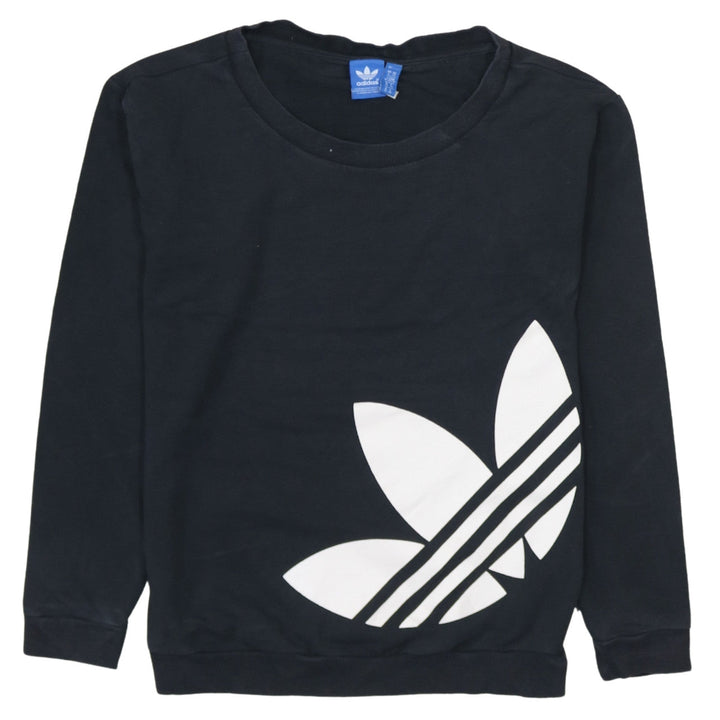 Adidas Womens Black Crew Neck Pullover Sweatshirt Size XS