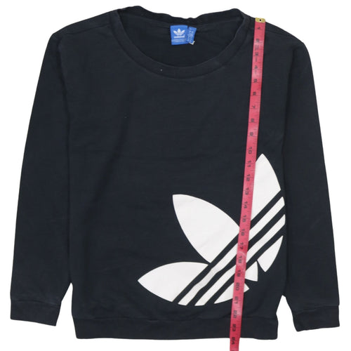 Adidas Womens Black Crew Neck Pullover Sweatshirt Size XS