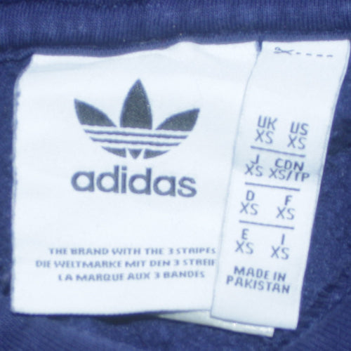 Adidas Men's Blue Pullover Hoodie XS Classic 3-Stripes Fleece