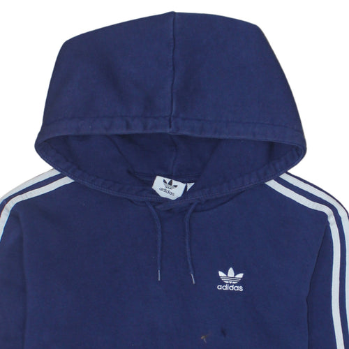 Adidas Men's Blue Pullover Hoodie XS Classic 3-Stripes Fleece