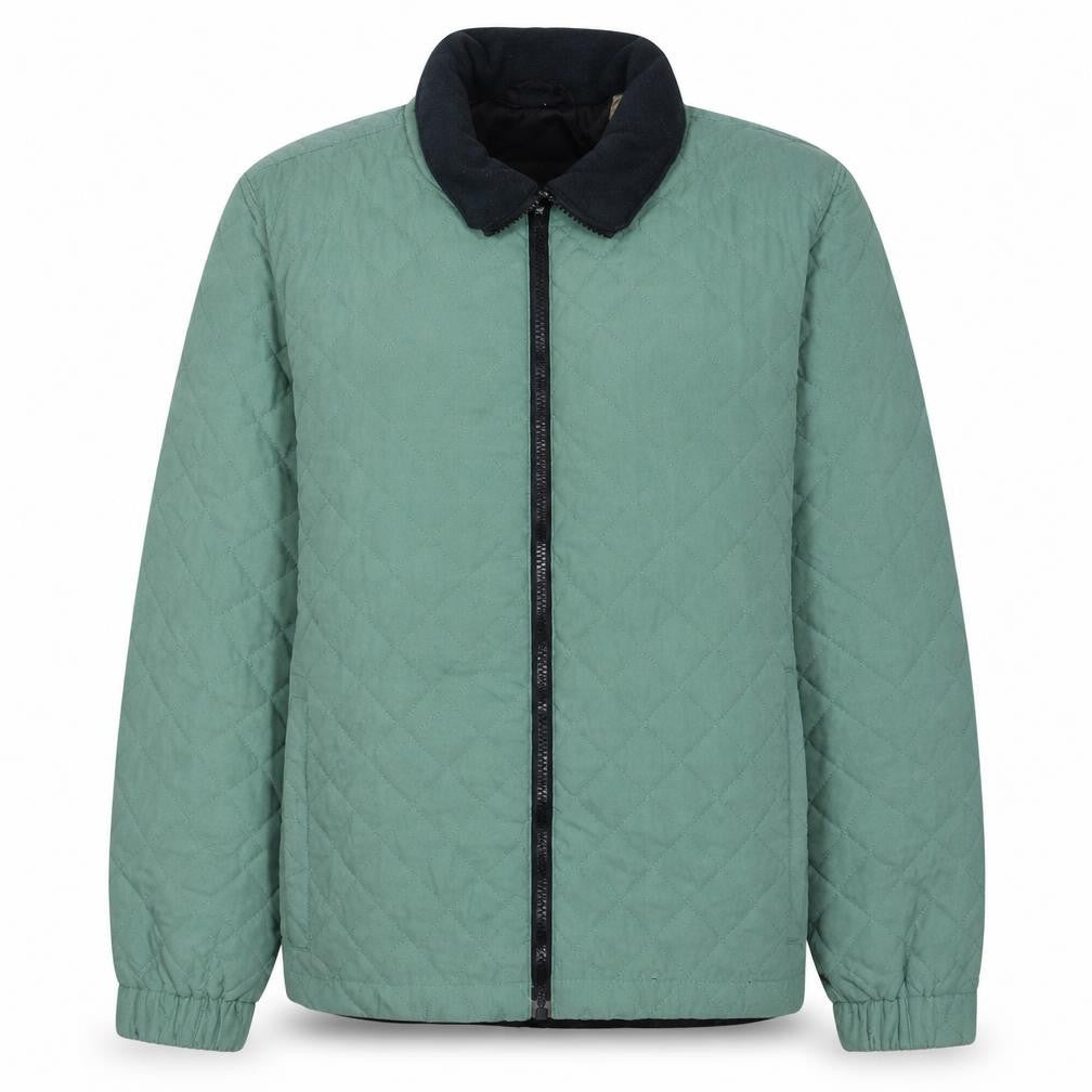 Front view of Columbia Women's Green Quilted Full Zip Mid-Length Jacket XL