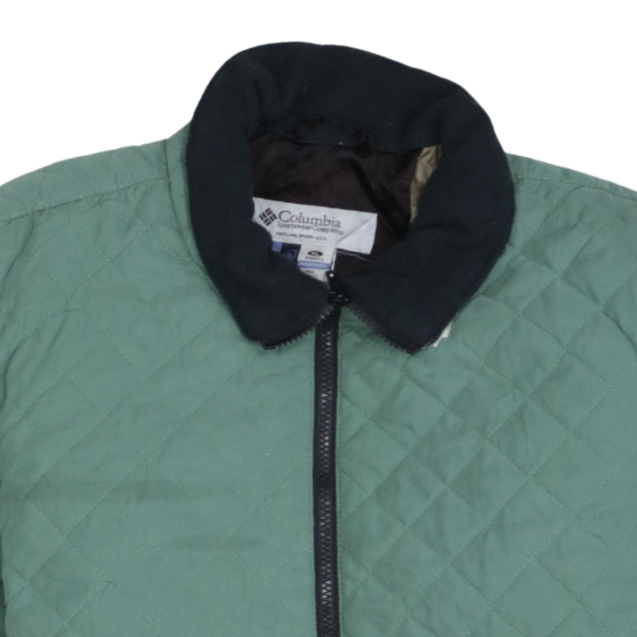 Columbia Women's Green Quilted Full Zip Mid-Length Jacket XL