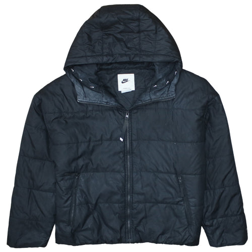 Nike Womens Black Therma-Fit Hooded Puffer Jacket L