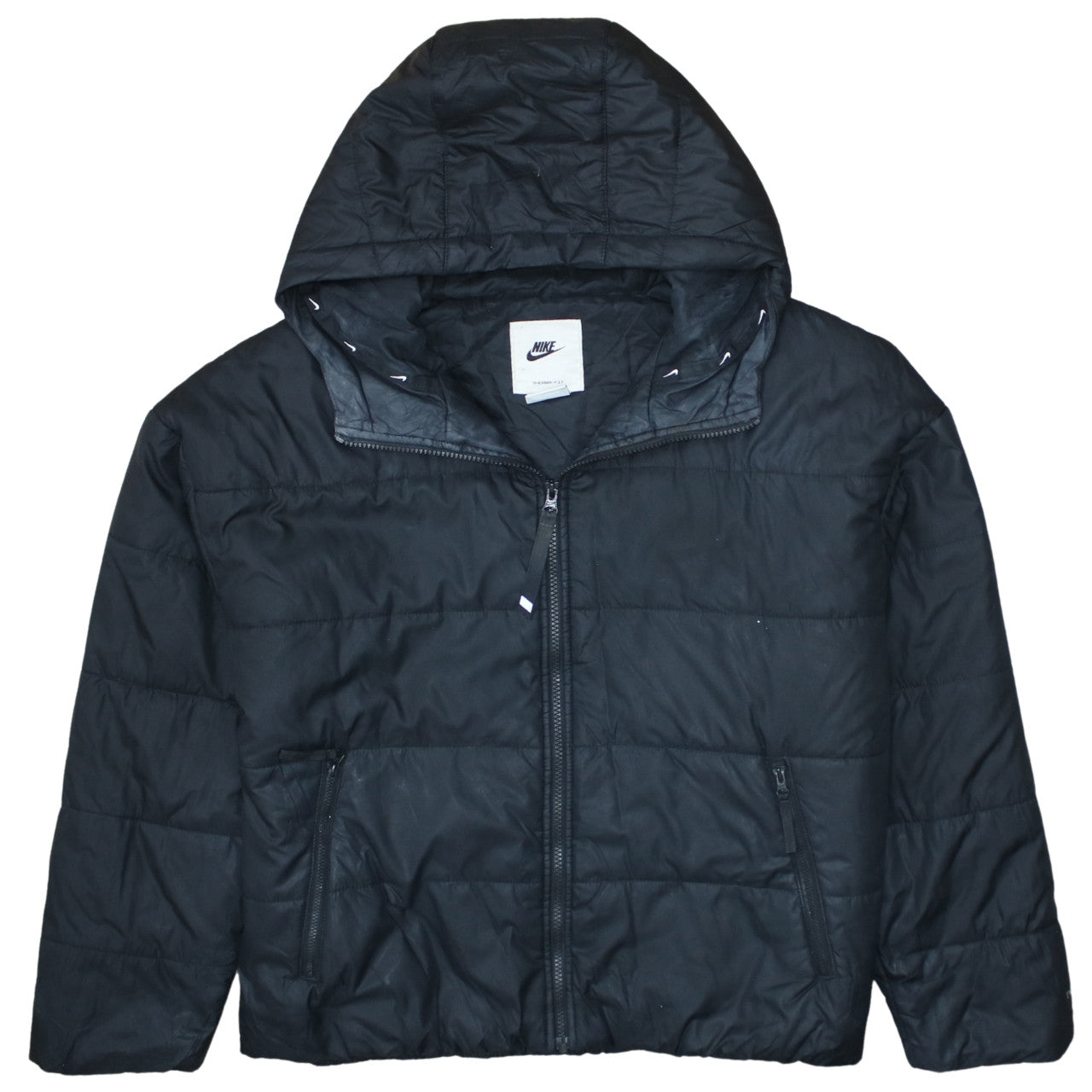 Nike Womens Black Therma-Fit Hooded Puffer Jacket L