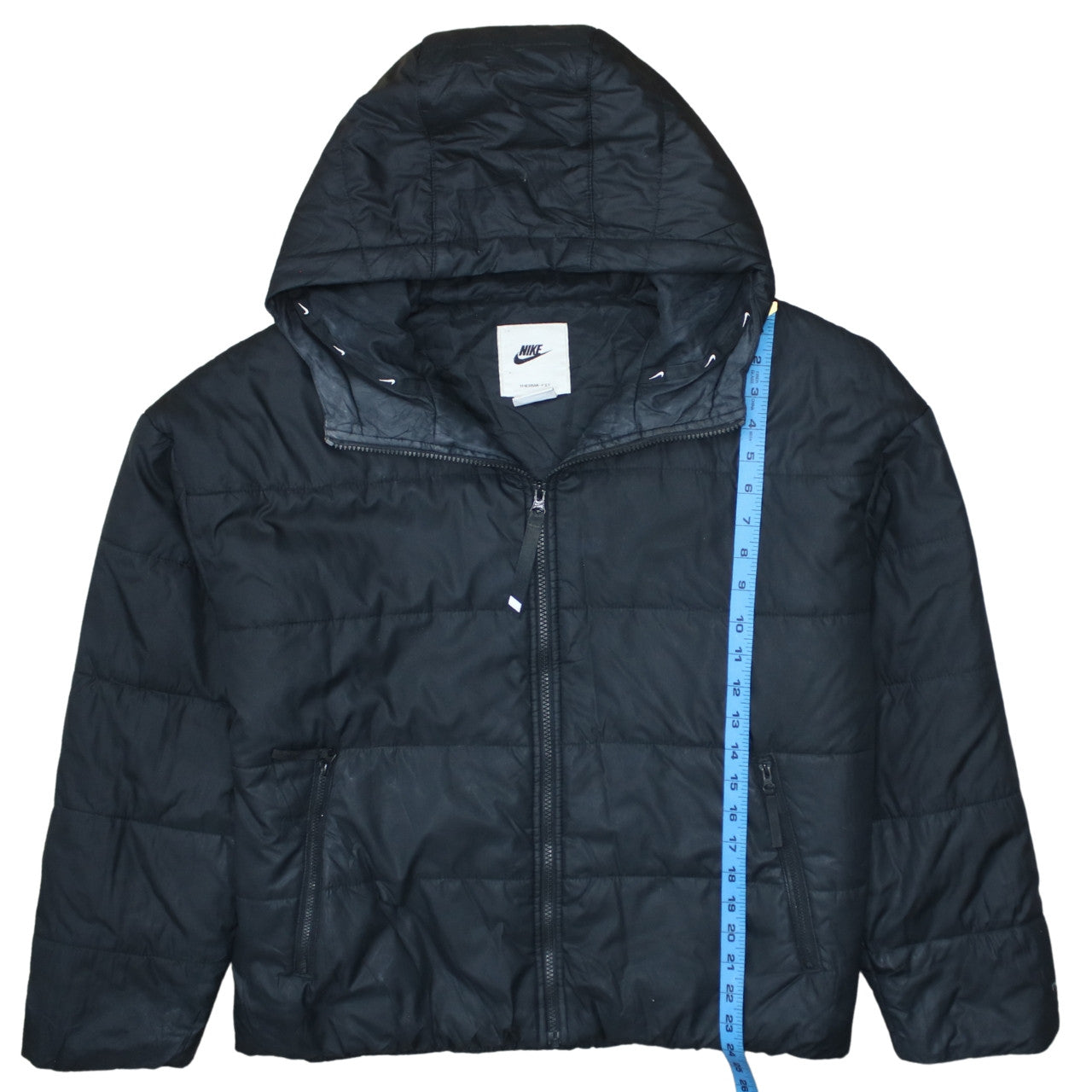 Nike Womens Black Therma-Fit Hooded Puffer Jacket L