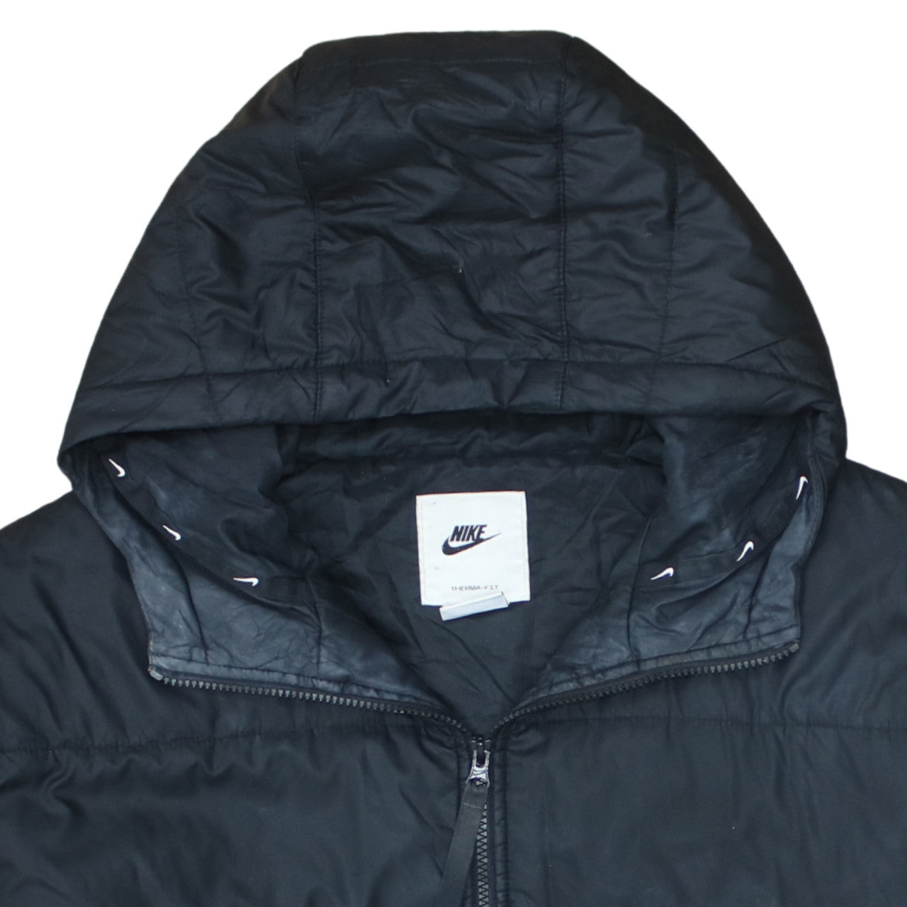 Nike Womens Black Therma-Fit Hooded Puffer Jacket L