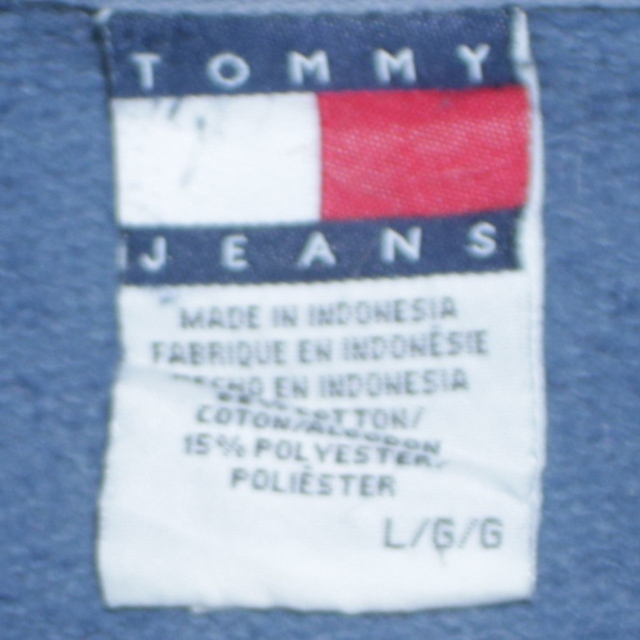 Tommy Jeans Mens Blue Full Zip Hoodie L Logo Graphic Sweatshirt