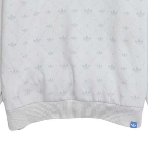 Adidas Men's White Pullover Hoodie Small Graphic Logo Sportswear