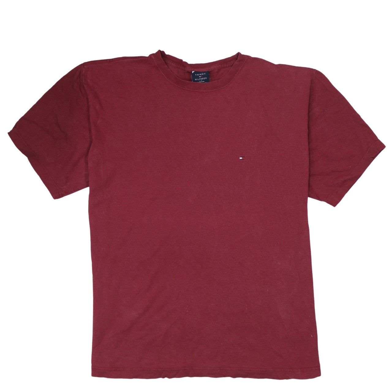 Tommy Hilfiger Men Red Cotton Crew Neck Short Sleeve T-Shirt Size L
