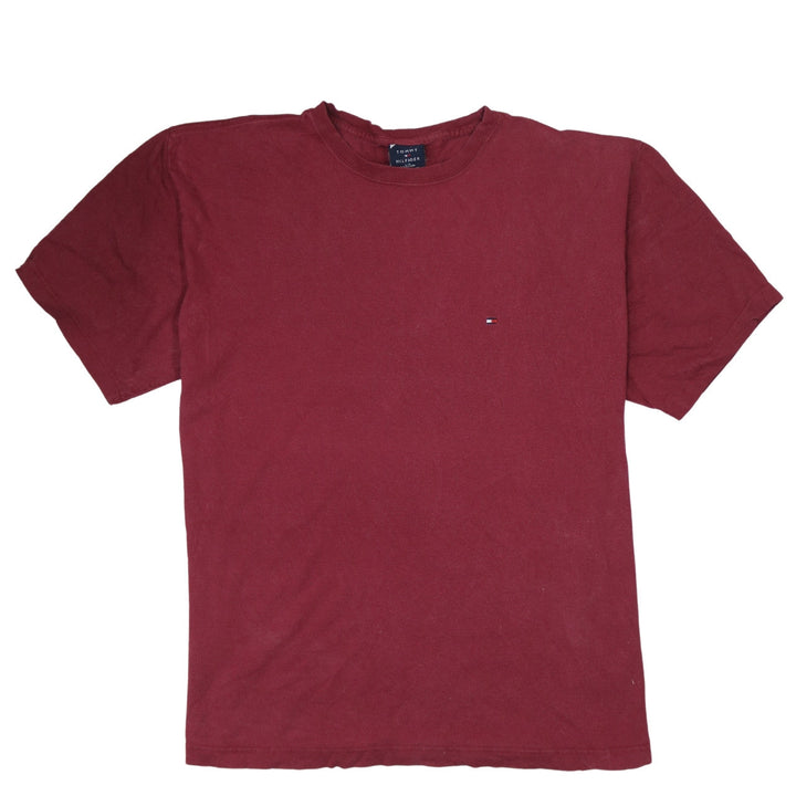 Tommy Hilfiger Men Red Cotton Crew Neck Short Sleeve T-Shirt Size L