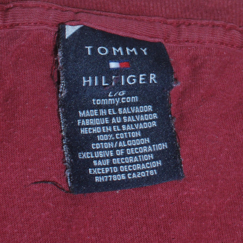 Tommy Hilfiger Men Red Cotton Crew Neck Short Sleeve T-Shirt Size L