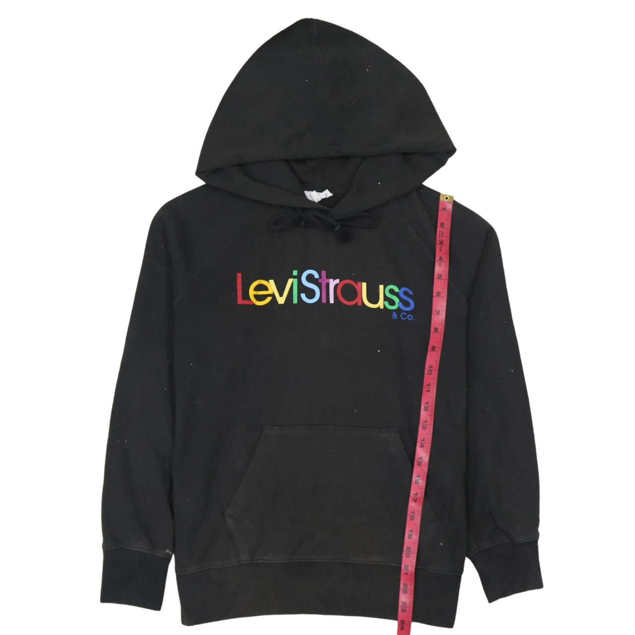 Levi's Men's Black Small Pullover Hoodie with Rainbow Embroidered Logo