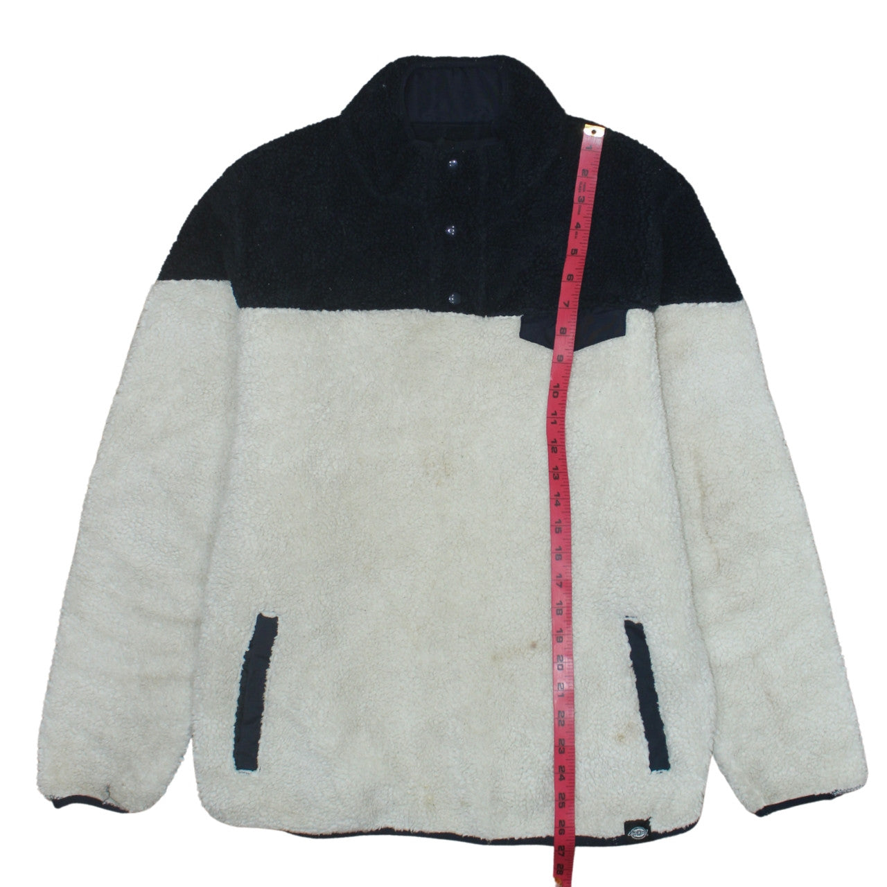 Dickies Men’s Black Beige Small Fleece Henley Sweatshirt