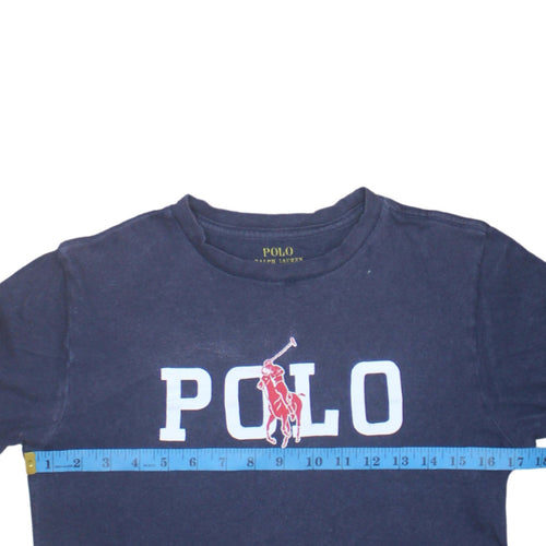 Ralph Lauren Boys Blue Logo Graphic T-Shirt Size 10-12 Years Cotton