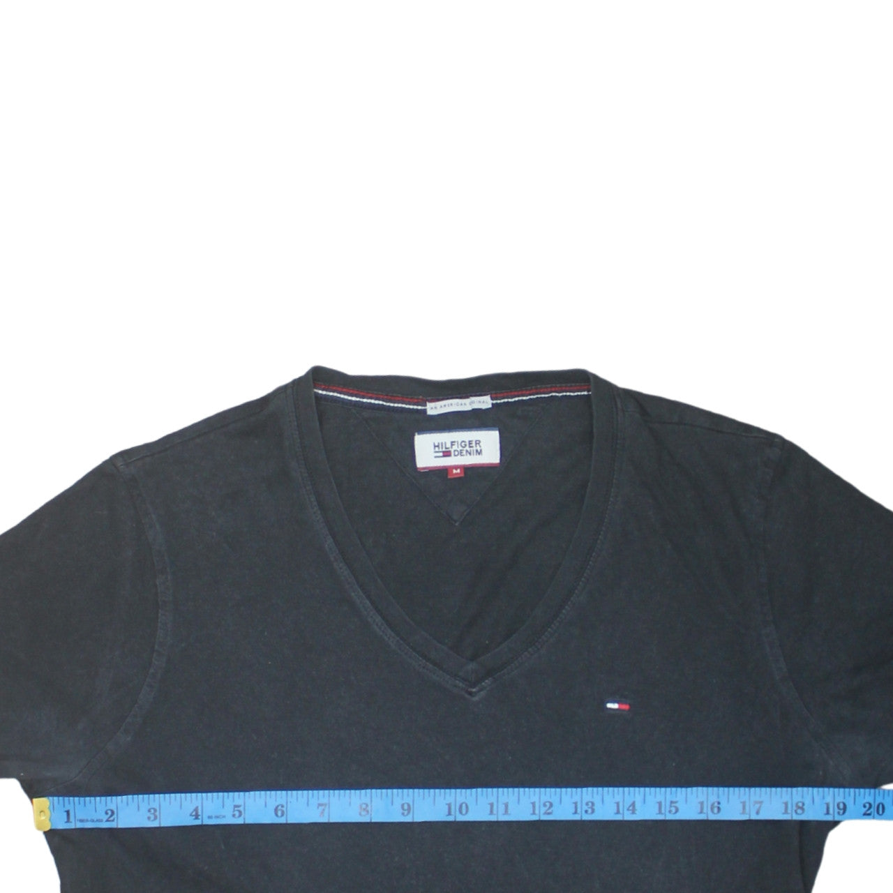 Hilfiger Denim Men's Black V-Neck Short Sleeve Cotton T-Shirt M