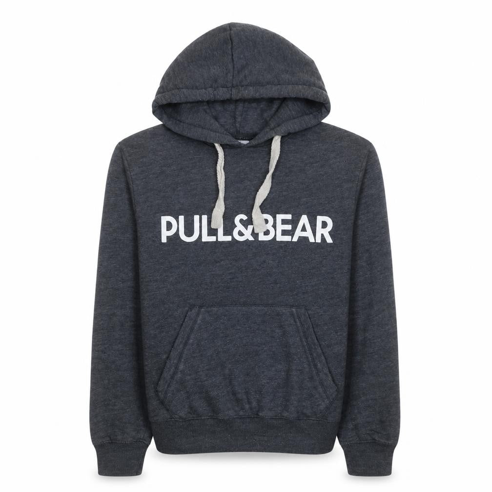 Front view of Pull&Bear Women's Charcoal Grey Pullover Hoodie, size S