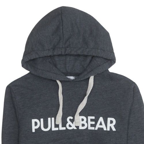 Pull & Bear Women's Charcoal Grey Pullover Hoodie Size S