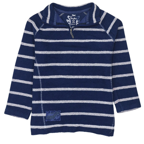 Weird Fish Women's Blue Striped 1/4 Zip Pullover Sweatshirt M