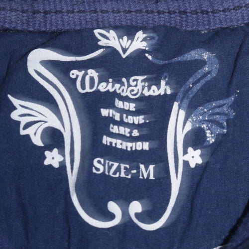 Weird Fish Women's Blue Striped 1/4 Zip Pullover Sweatshirt M