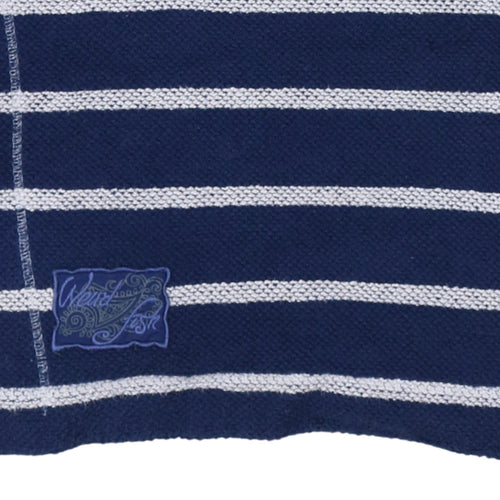 Weird Fish Women's Blue Striped 1/4 Zip Pullover Sweatshirt M