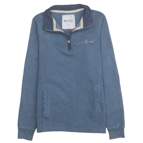 Weird Fish Women's Blue 1/4 Zip Pullover Sweatshirt Size 10 Cotton Blend
