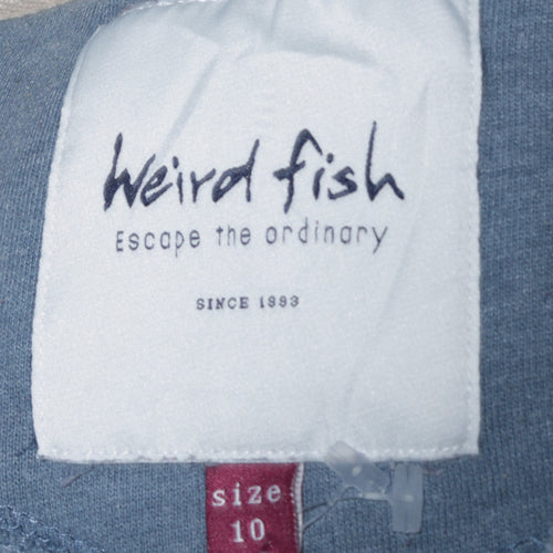 Weird Fish Women's Blue 1/4 Zip Pullover Sweatshirt Size 10 Cotton Blend