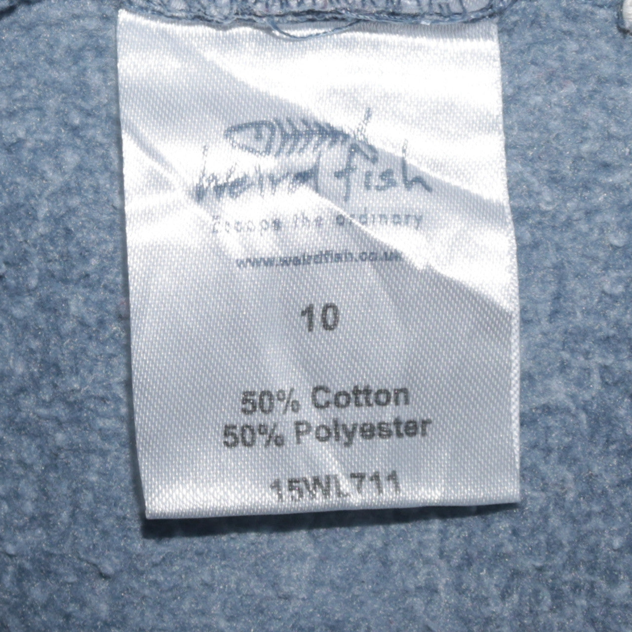 Weird Fish Women's Blue 1/4 Zip Pullover Sweatshirt Size 10 Cotton Blend