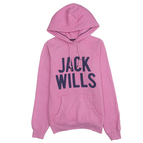 Jack Wills Womens Pink Pullover Hoodie Size 10 with Logo Print