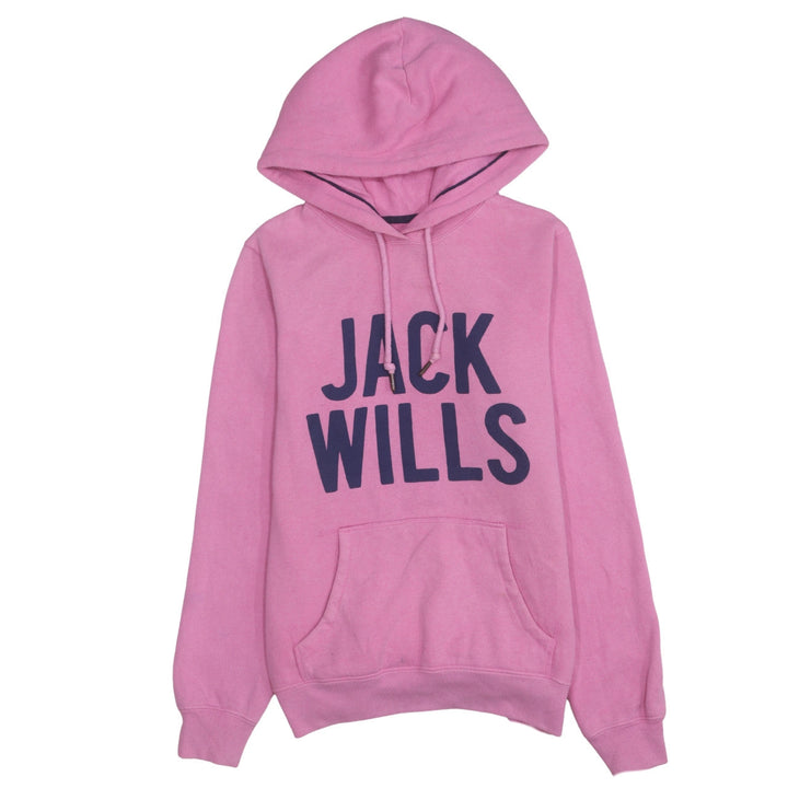 Jack Wills Womens Pink Pullover Hoodie Size 10 with Logo Print