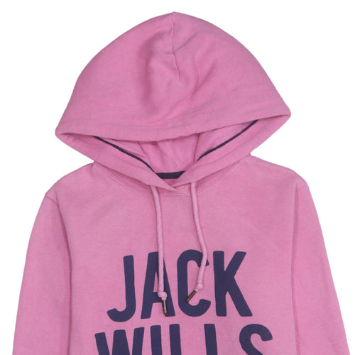 Jack Wills Womens Pink Pullover Hoodie Size 10 with Logo Print