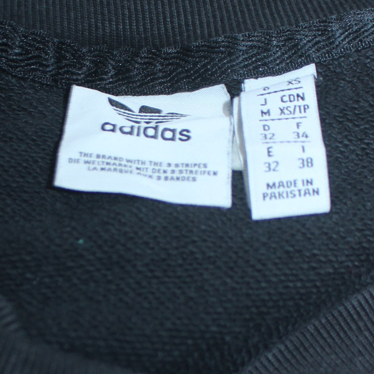 Adidas Womens Black XS Crew Neck Pullover Sweatshirt Cotton