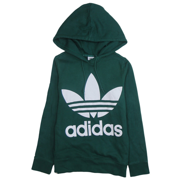 Adidas Women’s Green Trefoil Pullover Hoodie Size 10 Cotton Blend