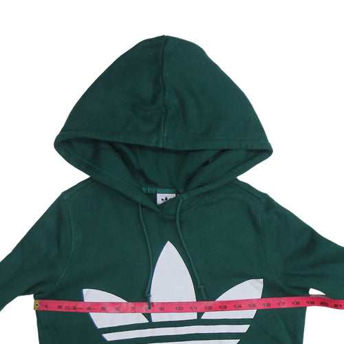 Adidas Women’s Green Trefoil Pullover Hoodie Size 10 Cotton Blend