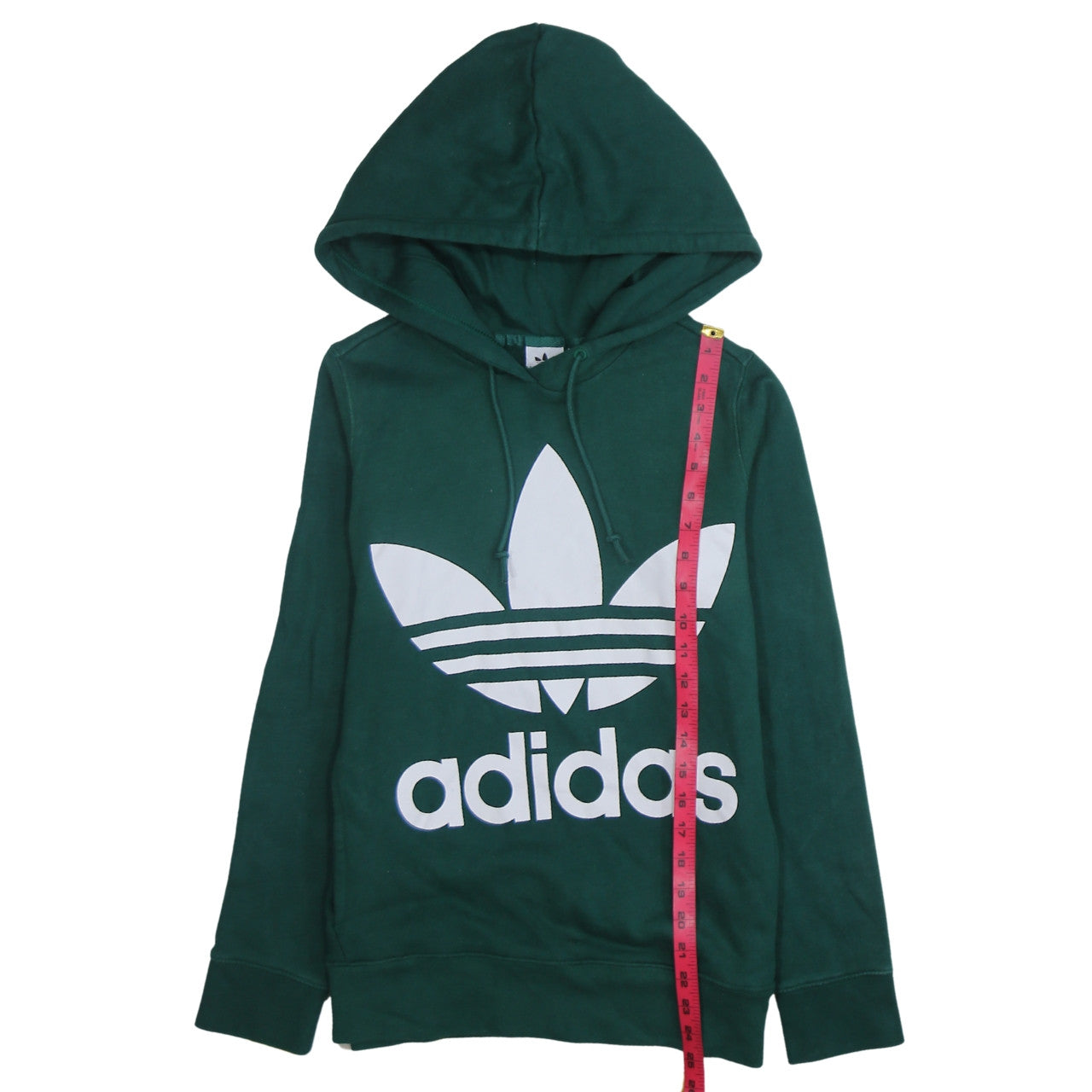 Adidas Women’s Green Trefoil Pullover Hoodie Size 10 Cotton Blend