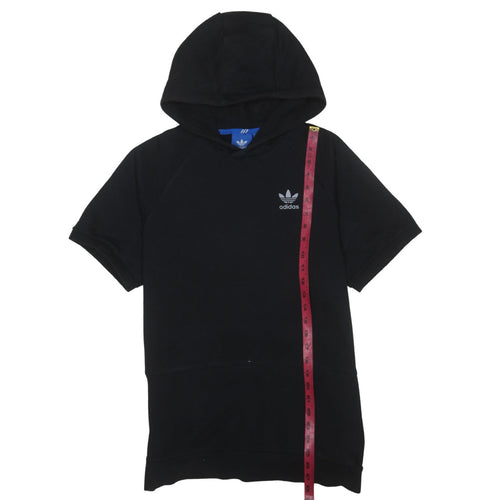 Adidas Mens Black Short Sleeve Pullover Hoodie M Sports Style