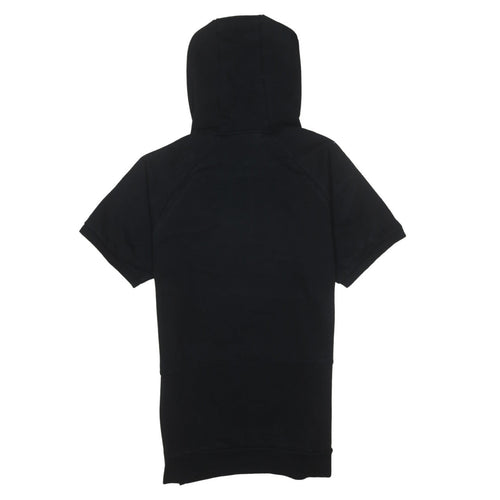Adidas Mens Black Short Sleeve Pullover Hoodie M Sports Style