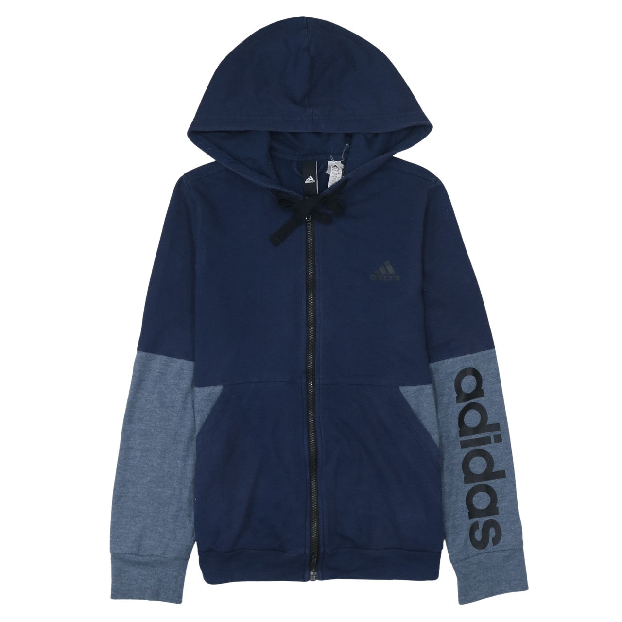 Adidas Womens Navy Full Zip Hoodie Sweatshirt M Blue Logo Casual