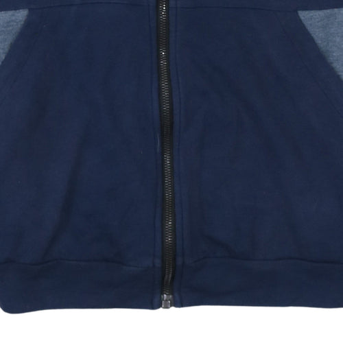 Adidas Womens Navy Full Zip Hoodie Sweatshirt M Blue Logo Casual