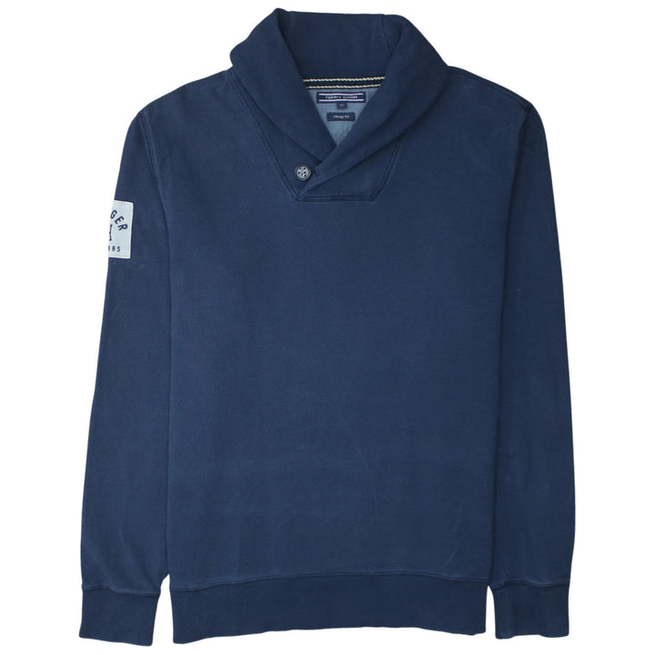 Tommy Hilfiger Men's Blue Henley Sweatshirt XL Vintage Fit