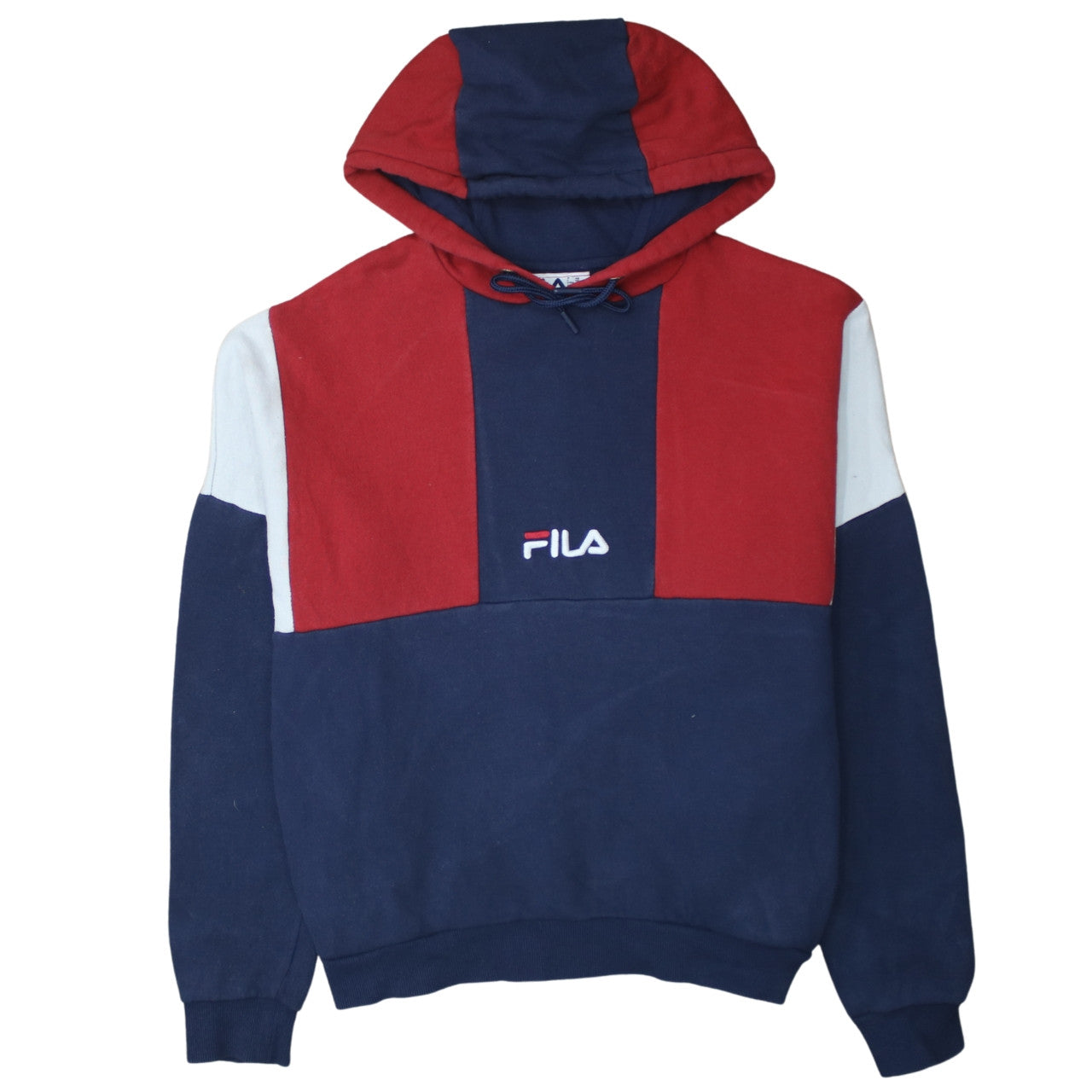 FILA Men's Multicoloured Pullover Hoodie Small Logo Embroidered Fleece