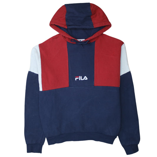 FILA Men's Multicoloured Pullover Hoodie Small Logo Embroidered Fleece