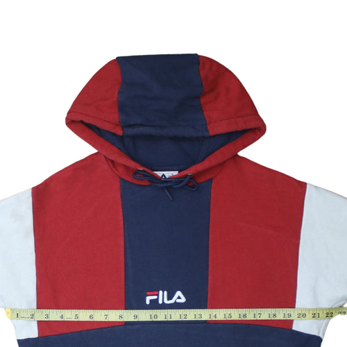 FILA Men's Multicoloured Pullover Hoodie Small Logo Embroidered Fleece