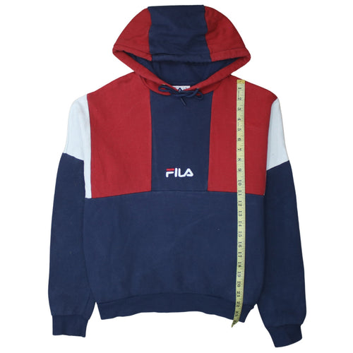 FILA Men's Multicoloured Pullover Hoodie Small Logo Embroidered Fleece