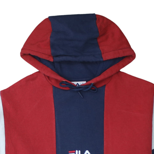 FILA Men's Multicoloured Pullover Hoodie Small Logo Embroidered Fleece