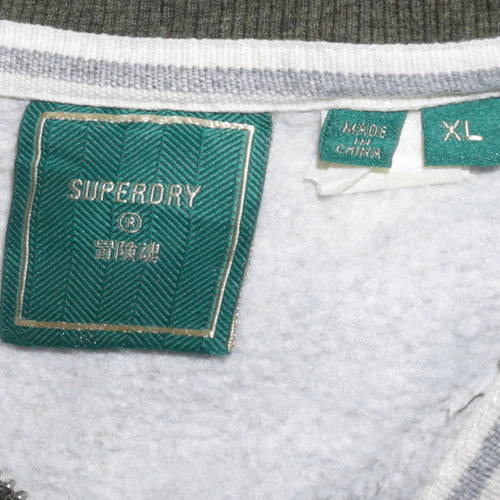 Superdry Mens Green XL 1/2 Zip Henley Fleece Sweatshirt