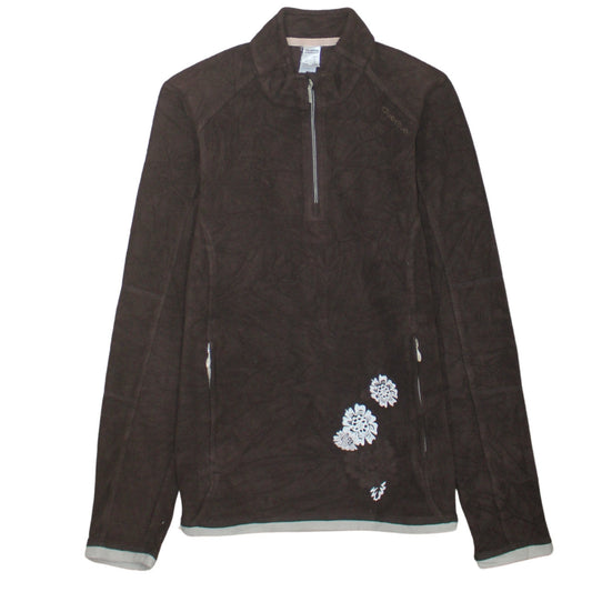 Quechua Women’s Brown Fleece Pullover Sweatshirt XS 1/2 Zip Embroidered